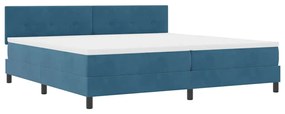 Cama Box com Colchão e LED Azul Escuro 200x200 cm Veludo