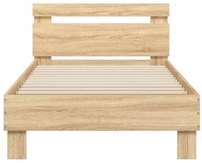 Estrutura cama c/ cabeceira/luzes LED 90x200 cm carvalho sonoma