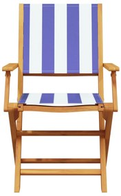 Cadeiras jardim 2 pcs madeira acácia maciça/tecido azul/branco
