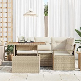 Conjunto de Sofá de Jardim 5 Peças com Almofadas em Rattan Sintético B