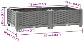 Canteiro elevado 80x40x23 cm polipropileno