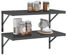 Prateleiras de parede 2 pcs 75x40x3 cm aço inoxidável prateado