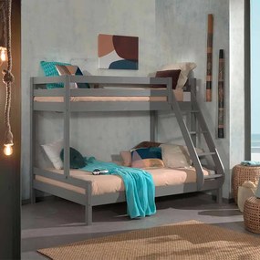 Beliche PINO MARTIN FAMILY BED com cama superior 90 x 200 cm e inferior 140 x 200 cm Cinzenta