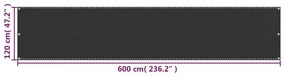 Tela de varanda 120x600 cm PEAD antracite