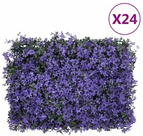vidaXL Vedação de folhas artificiais 24 pcs 40x60 cm roxo