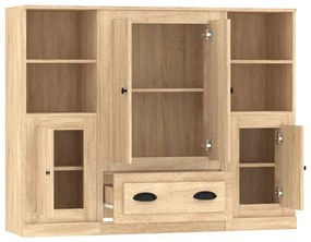 Aparadores altos 3 pcs derivados de madeira cor carvalho sonoma