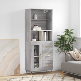 vidaXL Armário alto 69,5x34x180 cm derivados de madeira sonoma cinza