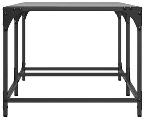 Mesa de centro com topo em vidro preto 98,5x50x40 cm aço