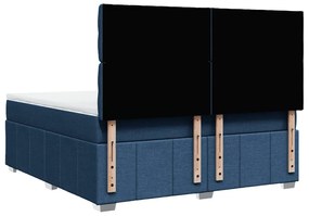 Cama com molas/colchão 180x200 cm tecido azul