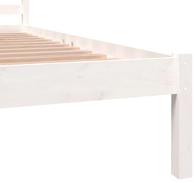 Estrutura de cama pequena casal 120x190 cm pinho maciço branco
