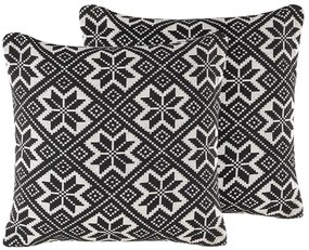 Conjunto de 2 almofadas preto e branco 45 x 45 cm BESKOZ Beliani