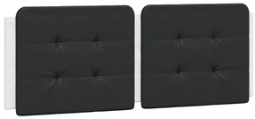 Estrutura cama c/ cabeceira 140x200 couro artif. branco/preto