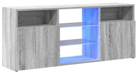 Móvel de TV com luzes LED 120x30x50 cm sonoma cinzento