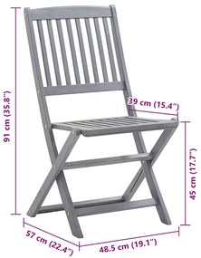 Cadeiras de exterior dobráveis 8pcs c/ almofadões acácia maciça