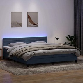 vidaXL Cama box spring c/ colchão e LED 200x220 cm veludo cinzento-escuro