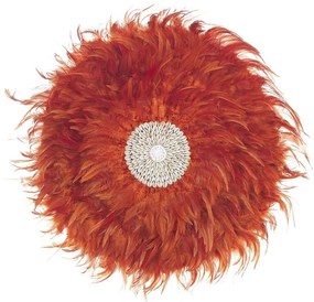 Decoração de parede penas com conchas Ø 60 cm laranja JUJU Beliani