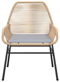 Conjunto jantar jardim 7 peças almofadas vidro vime PE castanho