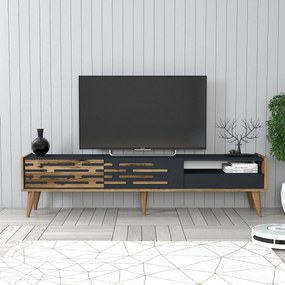 Móvel TV Valensiya – Nogueira e Antracite – 180x35x45 cm
