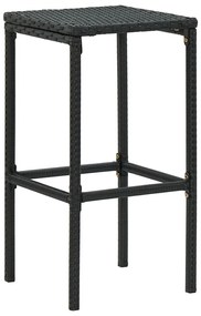 Bancos de bar com almofadões 4 pcs vime PE preto