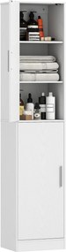Armário de casa de banho tipo coluna com 2 portas e 4 prateleiras ajustáveis, 40 x 35 x 180 cm, branco