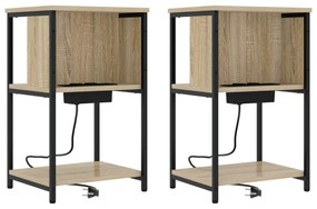 vidaXL Armário de Cabeceira 2 pcs Carvalho Sonoma 38 x 31 x 61 cm