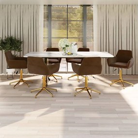 vidaXL Cadeiras de jantar giratórias 6 pcs veludo castanho