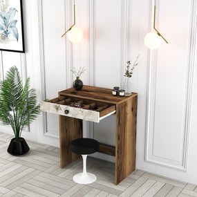 Mesa de Maquilhagem Lizbon – Nogueira, Branco, Mármore – 70 cm x 40 cm