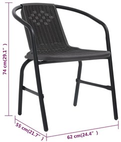 Cadeiras de jardim 8 pcs vime plástico e aço 110 kg