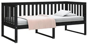 Sofá-cama 90x190 cm madeira de pinho maciça preto