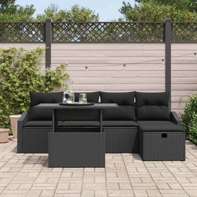 Conjunto de Sofá para Jardim com 6 Peças e Almofadas - Rattan Poliéste
