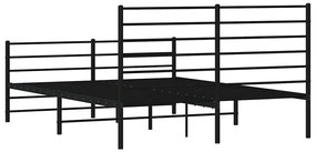 Estrutura de cama com cabeceira e pés 135x190 cm metal preto