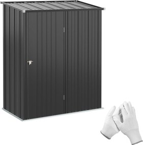 Abrigo de Jardim 1,34m² 161,5x94,5x196 cm Abrigo de Exterior de Aço Galvanizado com Porta e Fechadura Preto