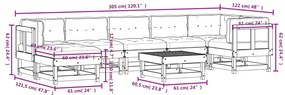 8 pcs conjunto lounge jardim c/ almofadões madeira maciça