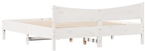 Cama sem colchão 180x200 cm madeira de pinho maciça branco