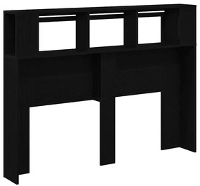 Cabeceira LED vidaXL Carvalho Preto 140x18,5x40 cm Madeira de Engenhar