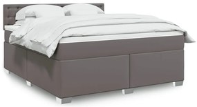 vidaXL Cama com molas/colchão 180x200 cm couro artificial cinza
