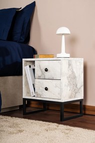 Mesa de Cabeceira Glimmer - Freesia Marble Black - 45,2x50x29,5 cm