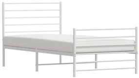 Estrutura de cama com cabeceira e pés 75x190 cm metal branco