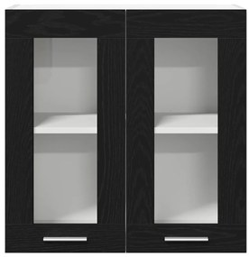 Armário de Vidro Suspenso em Carvalho Preto - 60x31x60 cm, Feito de Ma