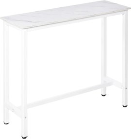 Mesa de Bar Mesa Alta (BANCOS NÃO INCLUIDOS) com Bancada de Efeito Marmorizado e Pés de Metal Estilo Moderna para Cozinha Bistro Cafeteria 120x40x100c