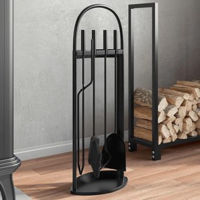 vidaXL Conjunto de ferramentas para lareira 5 pcs 23x15x66 cm aço