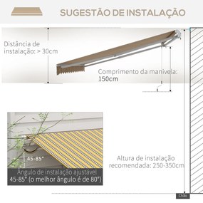 Toldo Manual Retrátil 350x250 cm Toldo para Varanda com Manivela de Me