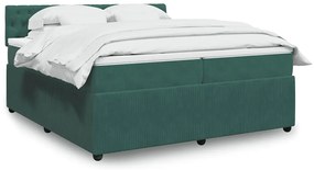 vidaXL Cama com molas/colchão 200x200 cm veludo verde-escuro