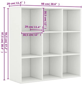 Estante 98x30x98 cm contraplacado branco