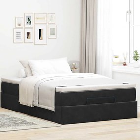Estrutura de cama otomana com colchão 120x200 cm veludo preto