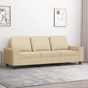 Sofá de 3 lugares tecido 180 cm cor creme