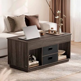 Mesa de centro com 2 gavetas e compartimentos 50 x 100 x 48 cm/62,3 cm Cinza