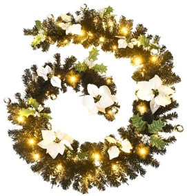 Grinalda de Natal com luzes LED 2,7 m PVC preto