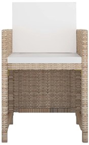 9 pcs conjunto jantar exterior com almofadões vime PE bege