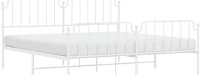 Estrutura de cama com cabeceira e pés 200x200 cm metal branco
